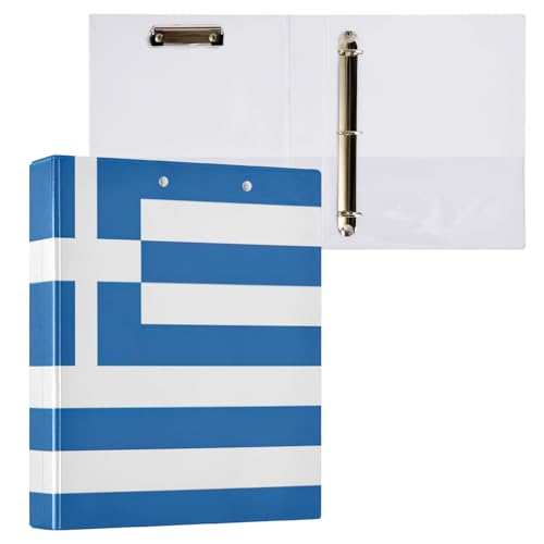 Ordner mit Griechenland-Flagge, 3,8 cm, 3 Ringe, einfacher Ordner-Organizer mit 3 Innentaschen, runder Ringbuch für Schule, Bürobedarf, 1 Packung Ordner mit Griechenland-Flagge, 3,8 cm, 3 Ringe, einfacher Ordner-Organizer mit 3 Innentaschen, runder Ringbuch für Schule, Bürobedarf, 1 Packung von CHIFIGNO