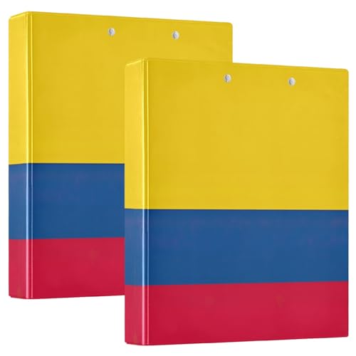 Ordner mit Kolumbien-Flagge, 3,5 cm, dekorativer Drei-Ringordner für 200 Blatt, Notizbuch für Schulbedarf, 2 Stück Ordner mit Kolumbien-Flagge, 3,5 cm, dekorativer Drei-Ringordner für 200 Blatt, Notizbuch für Schulbedarf, 2 Stück von CHIFIGNO