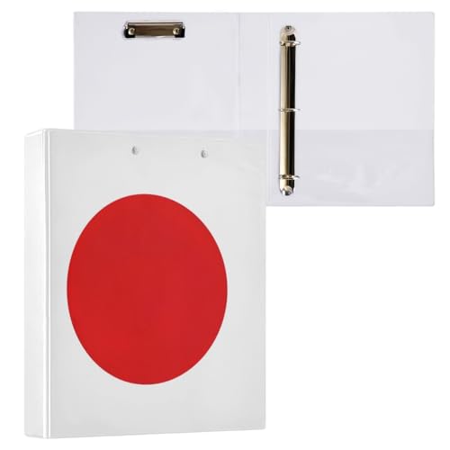Ordner mit japanischer Flagge, 3,5 cm, 3 Ringe, langlebige Basisordner mit rutschfestem Metallclip, runde Ringbücher für Schule, Büro, Zuhause, 1 Stück Ordner mit japanischer Flagge, 3,5 cm, 3 Ringe, langlebige Basisordner mit rutschfestem Metallclip, runde Ringbücher für Schule, Büro, Zuhause, 1 Stück von CHIFIGNO
