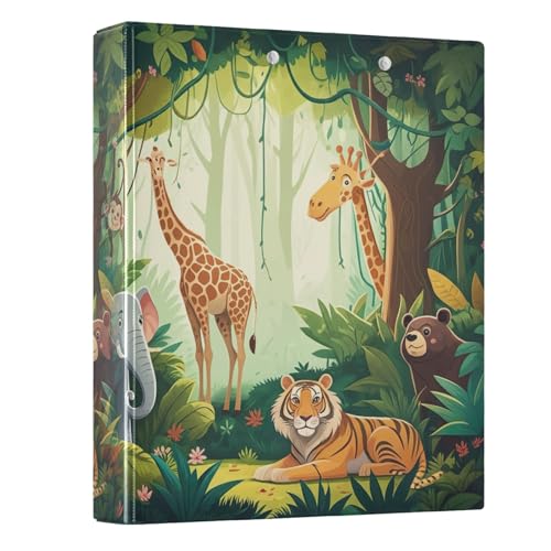 Ordner mit niedlichem Tieraffe, Giraffe, Grün, 3 Ringe mit 3 Innentaschen, dekorativer D-Ringordner für Schulbedarf, 1 Packung Ordner mit niedlichem Tieraffe, Giraffe, Grün, 3 Ringe mit 3 Innentaschen, dekorativer D-Ringordner für Schulbedarf, 1 Packung von CHIFIGNO