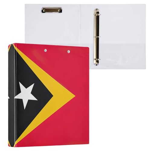 Osttimor-Flagge, 3,8 cm, 3-Ringbuch, dekorativer niedlicher Ordner mit 3 Innentaschen, D-Ringbuch für Arbeit, Schule, Büro, 1 Stück Osttimor-Flagge, 3,8 cm, 3-Ringbuch, dekorativer niedlicher Ordner mit 3 Innentaschen, D-Ringbuch für Arbeit, Schule, Büro, 1 Stück von CHIFIGNO