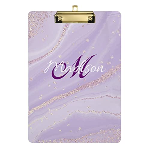 Personalisiertes Acryl-Klemmbrett, A4, Standardgröße, violette Marmor-Hartfaserplatte mit Namen für Studenten, Männer, Frauen, 22,9 x 31,8 cm, mit flachem Metallclip Personalisiertes Acryl-Klemmbrett, A4, Standardgröße, violette Marmor-Hartfaserplatte mit Namen für Studenten, Männer, Frauen, 22,9 x 31,8 cm, mit flachem Metallclip von CHIFIGNO