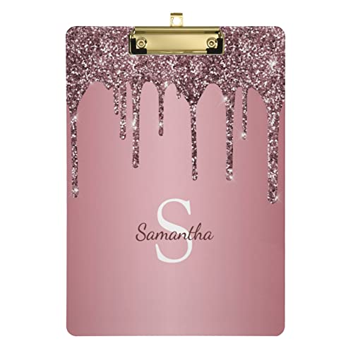 Personalisierbares Klemmbrett aus Acryl in Roségold, Rosa, Glitzer, A4, Briefgröße, Klemmbretter mit Text-Logo, für Studenten, Frauen, Männer – 22,9 x 31,8 cm mit niedrigem Profil-Metallclip Personalisierbares Klemmbrett aus Acryl in Roségold, Rosa, Glitzer, A4, Briefgröße, Klemmbretter mit Text-Logo, für Studenten, Frauen, Männer – 22,9 x 31,8 cm mit niedrigem Profil-Metallclip von CHIFIGNO