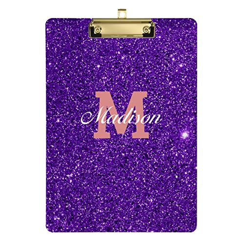 Personalisiertes lila Klemmbrett, A4 Standardgröße, dekorative Clipboards mit Text-Logo für Büros, Schule, Klassenzimmer – 22,9 x 31,8 cm mit niedrigem Profil-Metallclip von CHIFIGNO