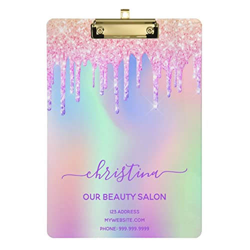 Personalisierbares rosa glitzerndes Acryl-Klemmbrett, A4, Standardgröße, Klemmbretter mit Text-Logo, für Büros, Schule, Klassenzimmer – 22,9 x 31,8 cm mit flachem Metallclip Personalisierbares rosa glitzerndes Acryl-Klemmbrett, A4, Standardgröße, Klemmbretter mit Text-Logo, für Büros, Schule, Klassenzimmer – 22,9 x 31,8 cm mit flachem Metallclip von CHIFIGNO