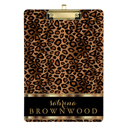 Personalisiertes, trendiges Leoparden-Tier-Klemmbrett, Acryl, A4, Briefgröße, dekorative Klemmbretter mit Text-Logo, für Studenten, Männer, Frauen, 22,9 x 31,8 cm, mit niedrigem Profil, Metallclip Personalisiertes, trendiges Leoparden-Tier-Klemmbrett, Acryl, A4, Briefgröße, dekorative Klemmbretter mit Text-Logo, für Studenten, Männer, Frauen, 22,9 x 31,8 cm, mit niedrigem Profil, Metallclip von CHIFIGNO