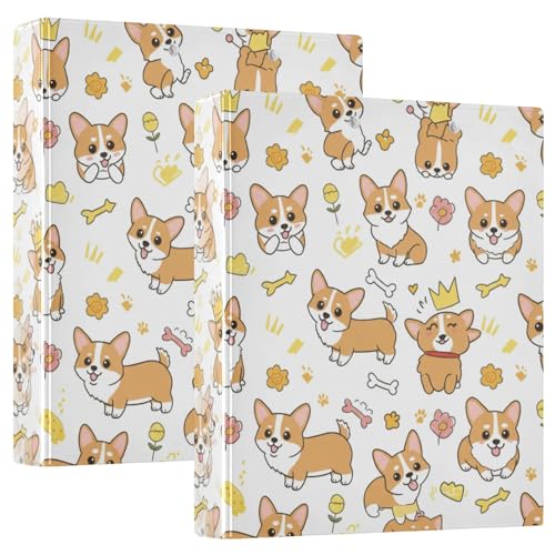 Playful Dogs Ringbuch, 3,8 cm, vielseitig einsetzbar, für 200 Blatt, niedlicher Ordner, drei Ringe für Schulbedarf, Weiß, 2 Stück Playful Dogs Ringbuch, 3,8 cm, vielseitig einsetzbar, für 200 Blatt, niedlicher Ordner, drei Ringe für Schulbedarf, Weiß, 2 Stück von CHIFIGNO