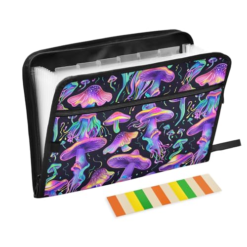 Psychedelic Mushrooms Fächermappe mit Reißverschluss, 13 Taschen, Akkordeon-Aktenordner mit Etiketten, A4, Briefgröße, Dokumenten-Organizer, Zuhause, Schulbedarf, Lila Psychedelic Mushrooms Fächermappe mit Reißverschluss, 13 Taschen, Akkordeon-Aktenordner mit Etiketten, A4, Briefgröße, Dokumenten-Organizer, Zuhause, Schulbedarf, Lila von CHIFIGNO