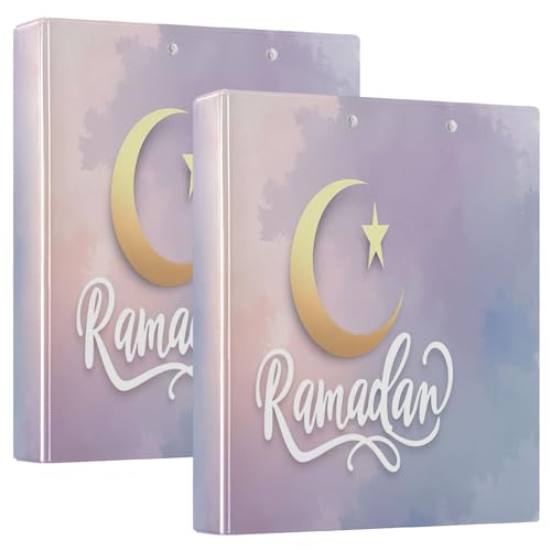 Ramadan 3,8 cm Ordner, 3 Ringe, dekorativer Drei-Ringordner mit rutschfestem Clip, Notizbuch, Ordner für Arbeit, Schule, Büro, 2 Stück Ramadan 3,8 cm Ordner, 3 Ringe, dekorativer Drei-Ringordner mit rutschfestem Clip, Notizbuch, Ordner für Arbeit, Schule, Büro, 2 Stück von CHIFIGNO