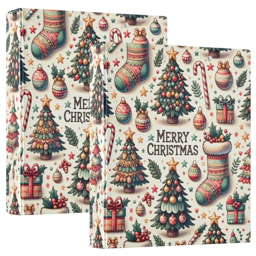 Ringbuch mit 3 Ringen, 3,8 cm, 2 Stück, Weihnachtsbäume, Strümpfe, dekorativ, niedlich, 3-Ringbuch mit rutschfestem Clip, vielseitige Ordner für Schule, Bürobedarf Ringbuch mit 3 Ringen, 3,8 cm, 2 Stück, Weihnachtsbäume, Strümpfe, dekorativ, niedlich, 3-Ringbuch mit rutschfestem Clip, vielseitige Ordner für Schule, Bürobedarf von CHIFIGNO