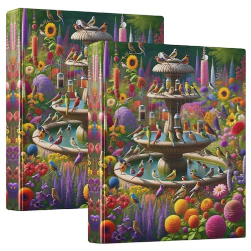Ringbuch mit 3 Ringen, 3,8 cm, 2 Stück, bunte blühende Blumen, Vögel, Springbrunnen, runder Ringordner mit 3 Innentaschen, D-Ringbuch für Arbeit, Schule, Büro Ringbuch mit 3 Ringen, 3,8 cm, 2 Stück, bunte blühende Blumen, Vögel, Springbrunnen, runder Ringordner mit 3 Innentaschen, D-Ringbuch für Arbeit, Schule, Büro von CHIFIGNO