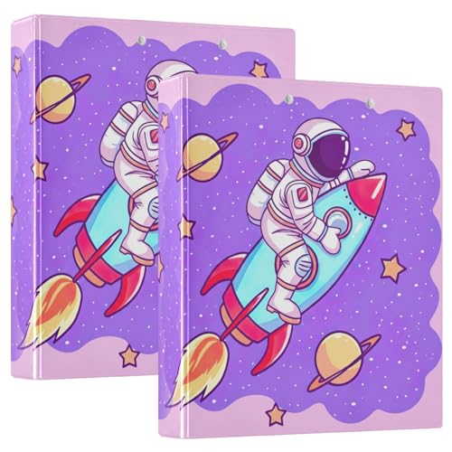 Ringbuch mit 3 Ringen, 3,8 cm, 2 Stück, niedlicher Astronaut, lila, dekorativ, niedlicher Drei-Ringordner mit 3 Innentaschen, einfaches Notizbuch für Schulbedarf Ringbuch mit 3 Ringen, 3,8 cm, 2 Stück, niedlicher Astronaut, lila, dekorativ, niedlicher Drei-Ringordner mit 3 Innentaschen, einfaches Notizbuch für Schulbedarf von CHIFIGNO