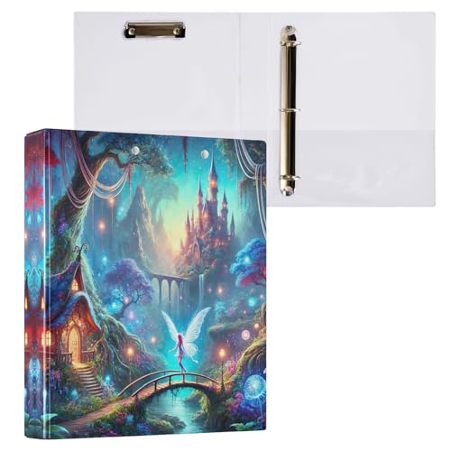 Ringbuch mit 3 Ringen, 3,8 cm, Feenschloss, Galaxie, violett, dekorativ, niedlich, 3 Ringordner mit 3 Innentaschen, vielseitige Ordner für Schule, Bürobedarf, 1 Packung Ringbuch mit 3 Ringen, 3,8 cm, Feenschloss, Galaxie, violett, dekorativ, niedlich, 3 Ringordner mit 3 Innentaschen, vielseitige Ordner für Schule, Bürobedarf, 1 Packung von CHIFIGNO