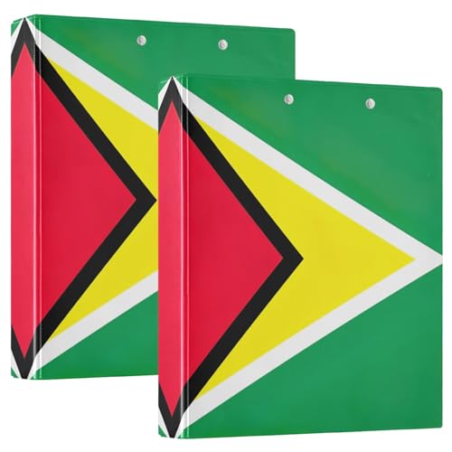 Ringbuch mit 3 Ringen, 3,8 cm, Guyana-Flagge, runder Ringordner mit rutschfestem Metallclip, Notizbuchordner für Schule, Büro, Zuhause, 2 Stück Ringbuch mit 3 Ringen, 3,8 cm, Guyana-Flagge, runder Ringordner mit rutschfestem Metallclip, Notizbuchordner für Schule, Büro, Zuhause, 2 Stück von CHIFIGNO