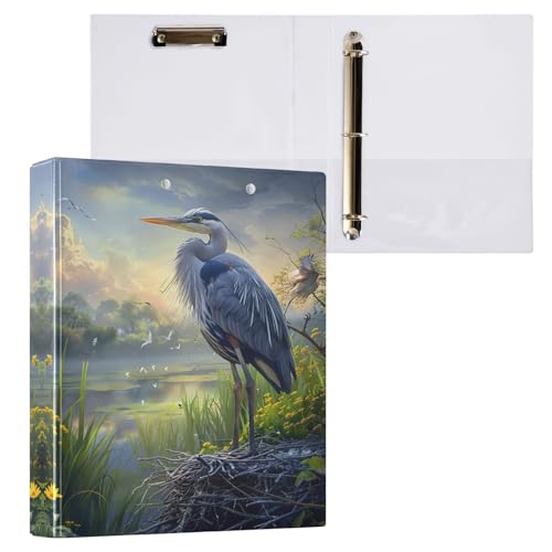 Ringbuch mit 3 Ringen, 3,8 cm, Seelenlandschaft, Reiher, dekorativer Drei-Ringordner mit rutschfestem Clip, D-Ringbuch für Arbeit, Schule, Büro, 1 Packung Ringbuch mit 3 Ringen, 3,8 cm, Seelenlandschaft, Reiher, dekorativer Drei-Ringordner mit rutschfestem Clip, D-Ringbuch für Arbeit, Schule, Büro, 1 Packung von CHIFIGNO