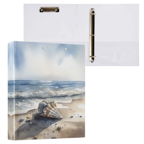 Ringbuch mit 3 Ringen, 3,8 cm, Strandmuscheln, niedlicher Ordner, drei Ringe für 200 Blatt, Basisbuch, Notizbuch für Arbeit, Schule, Büro, 1 Packung von CHIFIGNO