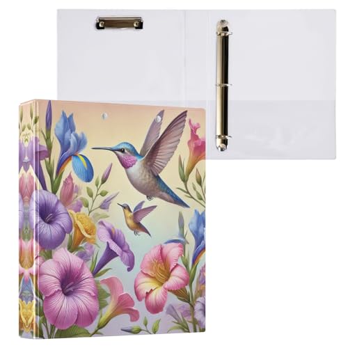 Ringbuch mit 3 Ringen, 3,8 cm, bunte Kolibri-Blumen, dekorativer niedlicher Ordner mit 3 Innentaschen, Notizbuchordner für Arbeit, Schule, Büro, 1 Stück Ringbuch mit 3 Ringen, 3,8 cm, bunte Kolibri-Blumen, dekorativer niedlicher Ordner mit 3 Innentaschen, Notizbuchordner für Arbeit, Schule, Büro, 1 Stück von CHIFIGNO