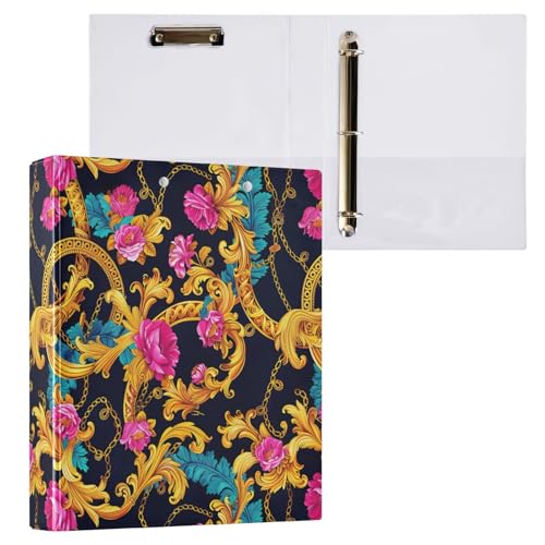 Ringbuch mit 3 Ringen, 3,8 cm, goldfarbene Ketten, bunte Blumen, dekorativ, niedlich, 3-Ringbuch mit rutschfestem Metallclip, langlebige Basisordner für Arbeit, Schule, Büro, 1 Stück Ringbuch mit 3 Ringen, 3,8 cm, goldfarbene Ketten, bunte Blumen, dekorativ, niedlich, 3-Ringbuch mit rutschfestem Metallclip, langlebige Basisordner für Arbeit, Schule, Büro, 1 Stück von CHIFIGNO