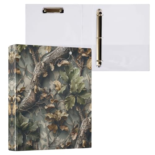 Ringbuch mit 3 Ringen, 3,8 cm, trendiger Baum-Camouflage, dekorativer niedlicher Ordner mit 3 Innentaschen, einfacher Ordner-Organizer für Schule, Büro, 1 Packung von CHIFIGNO