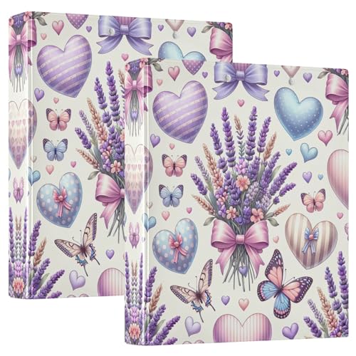 Ringbuch mit 3 Ringen, 3 Ringe, 2 Stück, Lavendel, Herz, Violett, runder Ringordner mit 3 Innentaschen, einfaches Ordner, Notizbuch für Schule, Bürobedarf Ringbuch mit 3 Ringen, 3 Ringe, 2 Stück, Lavendel, Herz, Violett, runder Ringordner mit 3 Innentaschen, einfaches Ordner, Notizbuch für Schule, Bürobedarf von CHIFIGNO