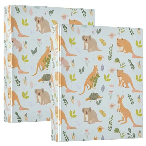 Ringbuch mit 3 Ringen, 3 Ringe, 2 Stück, niedliche Cartoon-Tiere, Kängurus, runder Ringordner mit 3 Innentaschen, einfacher Ordner-Organizer für Schule, Bürobedarf Ringbuch mit 3 Ringen, 3 Ringe, 2 Stück, niedliche Cartoon-Tiere, Kängurus, runder Ringordner mit 3 Innentaschen, einfacher Ordner-Organizer für Schule, Bürobedarf von CHIFIGNO
