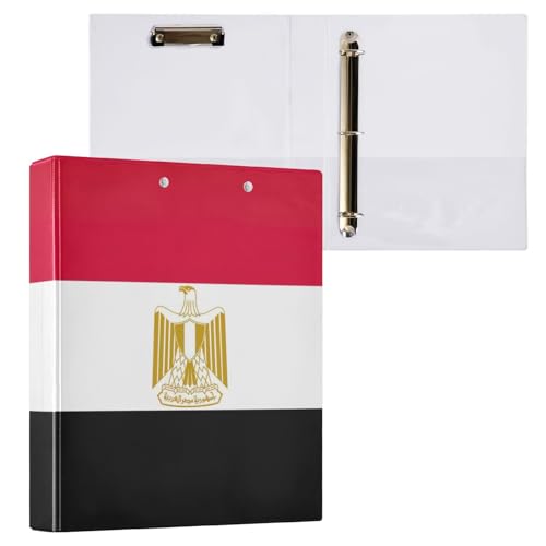 Ringbuch mit 3 Ringen, Ägypten-Flagge, 3,8 cm, rund, mit rutschfestem Metallclip, vielseitige Ordner für Schule, Büro, Zuhause, 1 Packung von CHIFIGNO