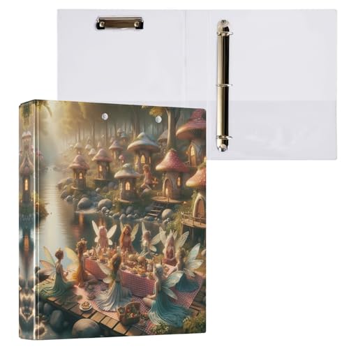 Ringbuch mit 3 Ringen, Fantasy Fairies, runder Ringordner mit 3 Innentaschen, einfacher Ordner-Organizer für Schule, Büro, Zuhause, 1 Stück von CHIFIGNO