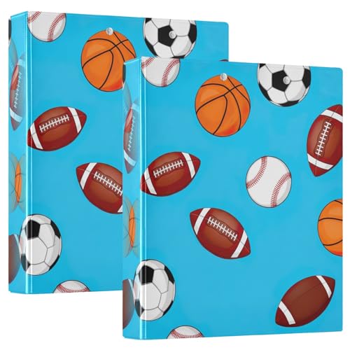 Ringbuch mit 3 Ringen, Motiv: niedliche Fußbälle, 3,8 cm, dekorativ, niedliches Drei-Ringbuch mit 3 Innentaschen, einfacher Ordner-Organizer für Schule, Büro, Zuhause, 2 Stück von CHIFIGNO