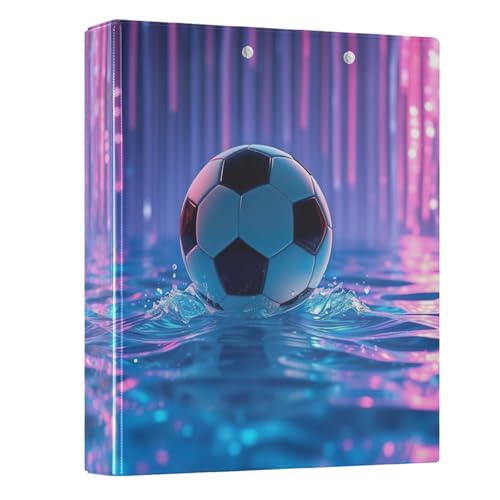 Ringbuch mit 3 Ringen, Neon-Fußball-Design, dekorativ, niedlich, 3-Ringbuch mit rutschfestem Clip, einfaches Notizbuch für Schule, Büro, 1 Stück von CHIFIGNO