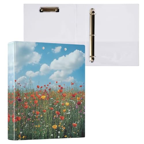 Ringbuch mit 3 Ringen, bunte Wildblumen, rund, hält 200 Blatt, D-Ringbuch für Arbeit, Schule, Büro, 1 Stück Ringbuch mit 3 Ringen, bunte Wildblumen, rund, hält 200 Blatt, D-Ringbuch für Arbeit, Schule, Büro, 1 Stück von CHIFIGNO