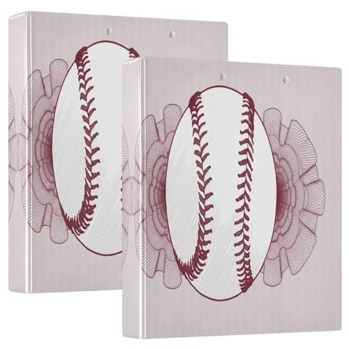 Ringbuch mit Baseball-Ball, Burgunderrot, Blumen, 3,8 cm, 3 Ringe, niedlicher Ringordner mit rutschfestem Clip, Basisbuch für Schulbedarf, 2 Stück von CHIFIGNO