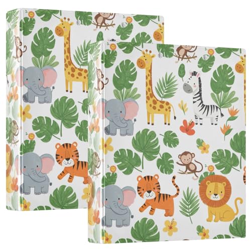 Ringbuch mit niedlichen Tieren, Elefant, Löwe, Affe, weiß, 3,8 cm, 3 Ringordner, für 200 Blatt, einfacher Ordner, Organizer für Schule, Büro, Zuhause, 2 Stück Ringbuch mit niedlichen Tieren, Elefant, Löwe, Affe, weiß, 3,8 cm, 3 Ringordner, für 200 Blatt, einfacher Ordner, Organizer für Schule, Büro, Zuhause, 2 Stück von CHIFIGNO