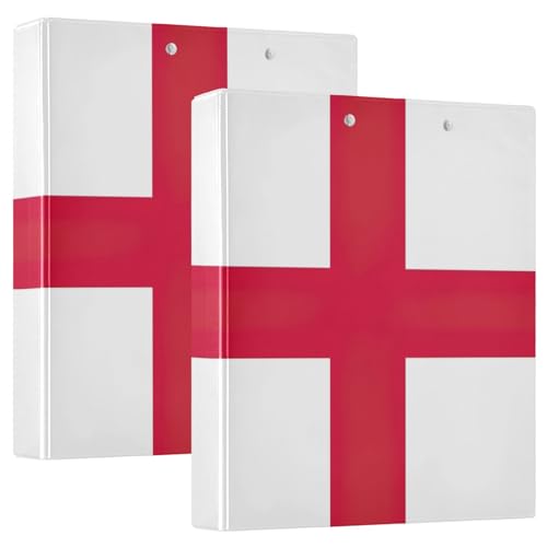 Ringbücher mit 3 Ringen, 3,8 cm, 2 Stück, England-Nationalflagge, runde Ringbücher mit 3 Innentaschen, Notizbuchordner für Arbeit, Schule, Büro von CHIFIGNO