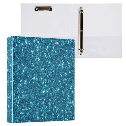 Ringbücher mit 3 Ringen, rund, türkisblauer Glitzer, mit rutschfestem Metallclip, langlebig, für Arbeit, Schule, Büro, 1 Stück Ringbücher mit 3 Ringen, rund, türkisblauer Glitzer, mit rutschfestem Metallclip, langlebig, für Arbeit, Schule, Büro, 1 Stück von CHIFIGNO