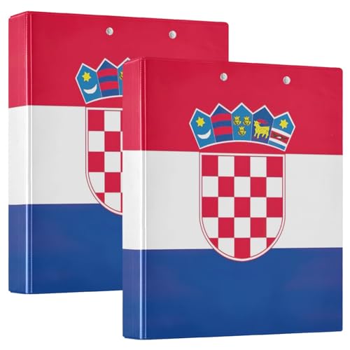 Ringbücher mit Kroatien-Flagge, 3,8 cm, für 200 Blatt, runde Ringordner, vielseitige Ordner für Schule, Büro, Zuhause, 2 Stück von CHIFIGNO