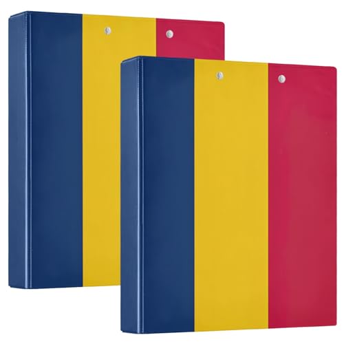 Ringordner mit 3 Ringen, 2,5 cm, rund, mit rutschfestem Metallclip, für Arbeit, Schule, Büro, Tschad-Flagge, 2 Stück Ringordner mit 3 Ringen, 2,5 cm, rund, mit rutschfestem Metallclip, für Arbeit, Schule, Büro, Tschad-Flagge, 2 Stück von CHIFIGNO