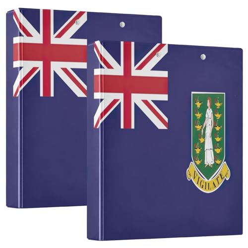 Runder Ringbuch, 3,8 cm, 3 Ringe, für 200 Blatt, langlebig, für Schule, Büro, Flagge, Britische Jungferninseln, 2 Stück Runder Ringbuch, 3,8 cm, 3 Ringe, für 200 Blatt, langlebig, für Schule, Büro, Flagge, Britische Jungferninseln, 2 Stück von CHIFIGNO