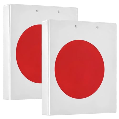 Runder Ringbuch, 3,8 cm, 3 Ringe mit 3 Innentaschen, langlebig, Basisordner für Schule, Büro, Zuhause, Japan-Flagge, 2 Stück Runder Ringbuch, 3,8 cm, 3 Ringe mit 3 Innentaschen, langlebig, Basisordner für Schule, Büro, Zuhause, Japan-Flagge, 2 Stück von CHIFIGNO