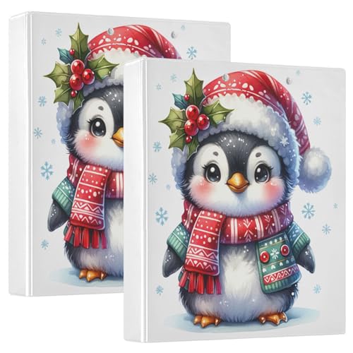 Runder Ringbuch, 3,8 cm, 3 Ringe mit Anti-Rutsch-Clip, Notizbuch, Ordner für Arbeit, Schule, Büro, Weihnachten, Pinguin, 2 Stück Runder Ringbuch, 3,8 cm, 3 Ringe mit Anti-Rutsch-Clip, Notizbuch, Ordner für Arbeit, Schule, Büro, Weihnachten, Pinguin, 2 Stück von CHIFIGNO