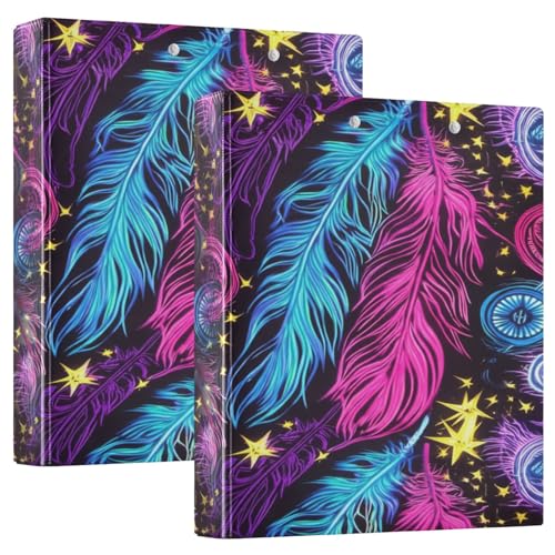 Runder Ringbuch, 3,8 cm, 3 Ringe mit Anti-Rutsch-Clip, Notizbuch, Ordner für Schule, Büro, Zuhause, Blau-Rosa, Federn, 2 Stück Runder Ringbuch, 3,8 cm, 3 Ringe mit Anti-Rutsch-Clip, Notizbuch, Ordner für Schule, Büro, Zuhause, Blau-Rosa, Federn, 2 Stück von CHIFIGNO