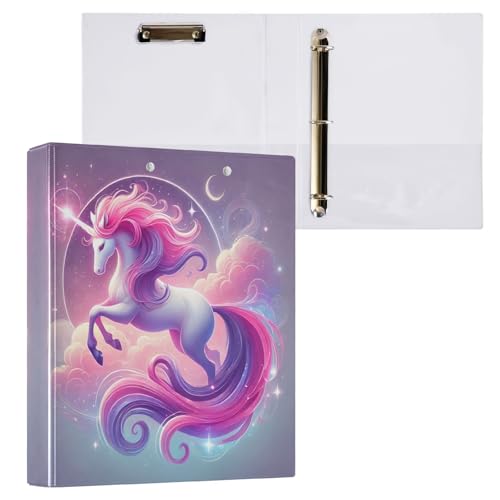 Runder Ringbuch, 3,8 cm, 3 Ringe mit Anti-Rutsch-Clip, Notizbuch, Ordner für Schule, Büro, Zuhause, Einhorn, Pastellwolken, 1 Stück Runder Ringbuch, 3,8 cm, 3 Ringe mit Anti-Rutsch-Clip, Notizbuch, Ordner für Schule, Büro, Zuhause, Einhorn, Pastellwolken, 1 Stück von CHIFIGNO