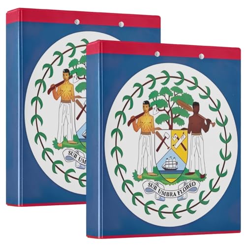 Runder Ringbuch, 3,8 cm, 3 Ringe mit rutschfestem Metallclip, Notizbuch, Ordner für Schule, Büro, Belize-Flagge, 2 Stück Runder Ringbuch, 3,8 cm, 3 Ringe mit rutschfestem Metallclip, Notizbuch, Ordner für Schule, Büro, Belize-Flagge, 2 Stück von CHIFIGNO