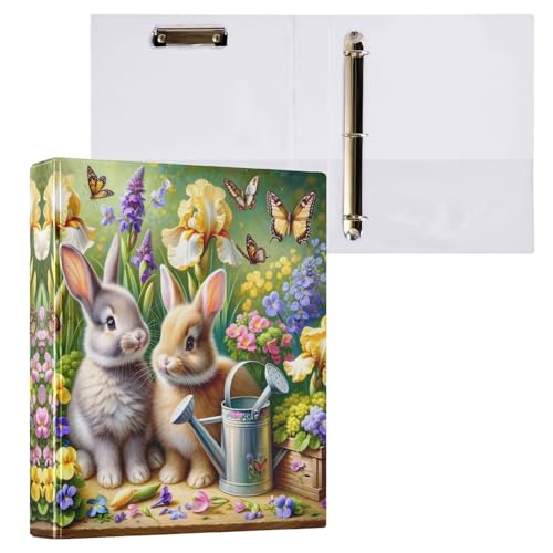 Runder Ringordner mit 3 Ringen, 3,8 cm, mit rutschfestem Clip, D-Ringbücher für Schule, Büro, Zuhause, niedliche Kaninchen, Schmetterlinge, Blumen, 1 Packung Runder Ringordner mit 3 Ringen, 3,8 cm, mit rutschfestem Clip, D-Ringbücher für Schule, Büro, Zuhause, niedliche Kaninchen, Schmetterlinge, Blumen, 1 Packung von CHIFIGNO