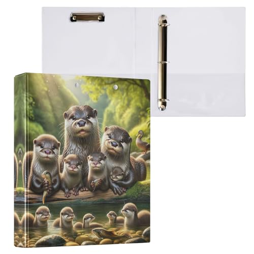 Runder Ringordner mit 3 Ringen, 3,8 cm mit 3 Innentaschen, vielseitige Ordner für Arbeit, Schule, Büro, niedliche Ottern, 1 Packung Runder Ringordner mit 3 Ringen, 3,8 cm mit 3 Innentaschen, vielseitige Ordner für Arbeit, Schule, Büro, niedliche Ottern, 1 Packung von CHIFIGNO