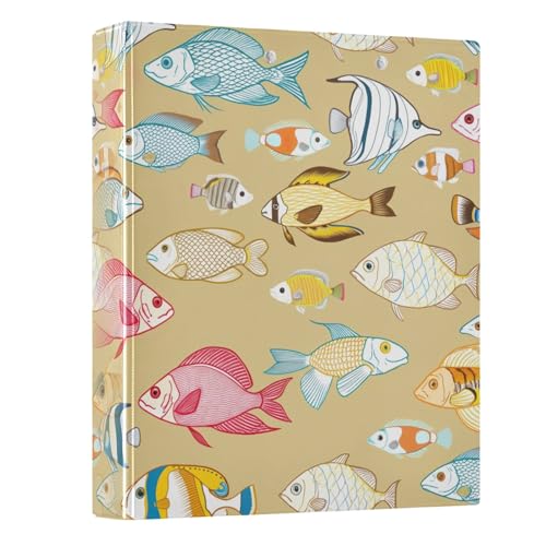 Süßes Fisch-Notizbuch mit 3 Ringen, 3,8 cm, für 200 Blatt, dekoratives süßes Drei-Ringbuch, Basisbuch für Schule, Büro, 1 Packung von CHIFIGNO