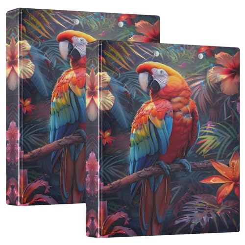 Tropical Parrot 3 Ringbücher mit 3 Ringen, runder Ringordner mit 3 Innentaschen, einfaches Ordner, Notizbuch für Arbeit, Schule, Büro, 2 Stück Tropical Parrot 3 Ringbücher mit 3 Ringen, runder Ringordner mit 3 Innentaschen, einfaches Ordner, Notizbuch für Arbeit, Schule, Büro, 2 Stück von CHIFIGNO