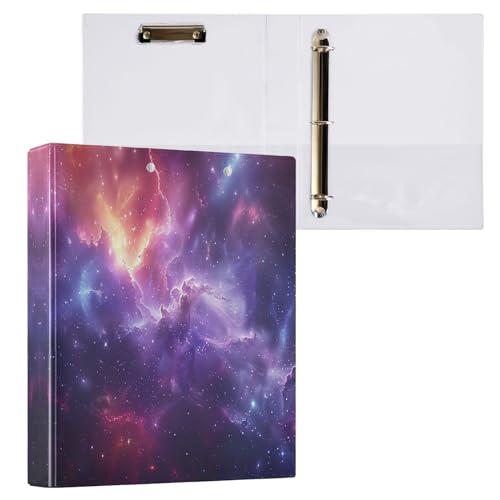 Violette Galaxie, Sterne und Nebel, 3 Ringbuch, 3,8 cm, einfacher Ordner-Organizer mit 3 Innentaschen, niedlicher Ordner, drei Ringen für Schule, Bürobedarf, 1 Packung Violette Galaxie, Sterne und Nebel, 3 Ringbuch, 3,8 cm, einfacher Ordner-Organizer mit 3 Innentaschen, niedlicher Ordner, drei Ringen für Schule, Bürobedarf, 1 Packung von CHIFIGNO