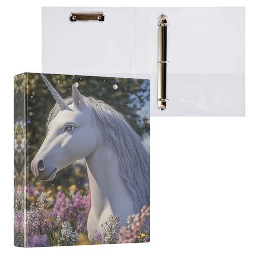 Weißes Einhorn-Ordner mit romantischen Blumen, 3 Ringe, dekorativer Drei-Ringordner mit Anti-Rutsch-Clip, Notizbuch, Ordner für Arbeit, Schule, Büro, 1 Stück Weißes Einhorn-Ordner mit romantischen Blumen, 3 Ringe, dekorativer Drei-Ringordner mit Anti-Rutsch-Clip, Notizbuch, Ordner für Arbeit, Schule, Büro, 1 Stück von CHIFIGNO