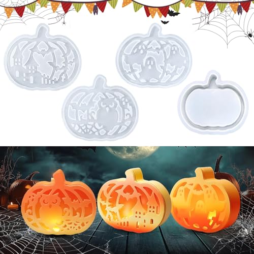 CHIHOLEN 4 Stück Silikonformen Gießformen Halloween Kürbis, Gießformen Silikon Halloween, Silikonform Herbst, Gipsformen zum Gießen für DIY Kürbis Deko CHIHOLEN 4 Stück Silikonformen Gießformen Halloween Kürbis, Gießformen Silikon Halloween, Silikonform Herbst, Gipsformen zum Gießen für DIY Kürbis Deko von CHIHOLEN