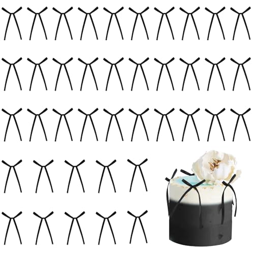 CHIHOLEN 40 Stück Torten Deko Schwarz,Hochzeitstorte Deko,Schleifen Deko,Cake Topper für Geburtstag,Valentinstag,Geschenkverpackung –Elegante Tortendeko aus Hochwertigem Material(Schwarz) von CHIHOLEN